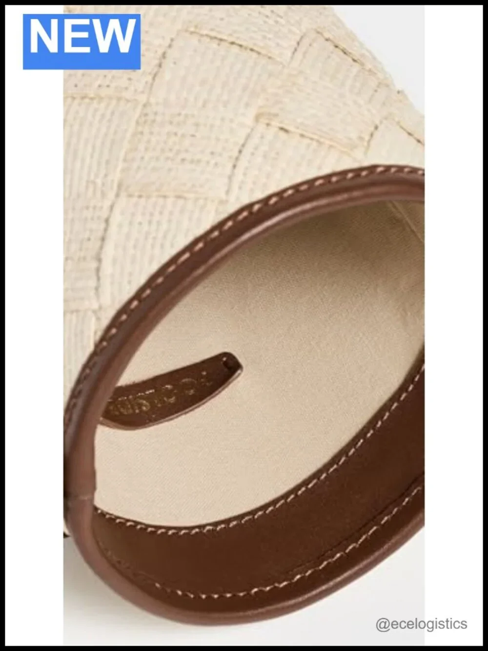 Women's Cylinder Straw Top-Handle Bag with Leather Trim - Beach & Travel